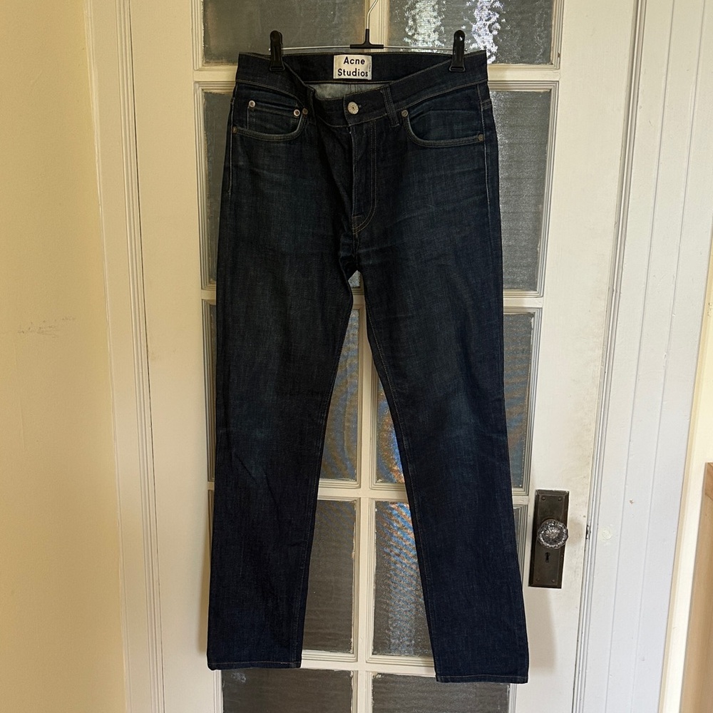 Acne Ace Raw Gothic Slim Straight Dark Indigo Jeans